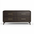 Dark wooden storage cabinet with four drawers and metal handles 120 x 60 x 80cm