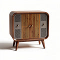 Wooden cabinet with bamboo doors and decorative cutouts 60 x 40 x 90cm