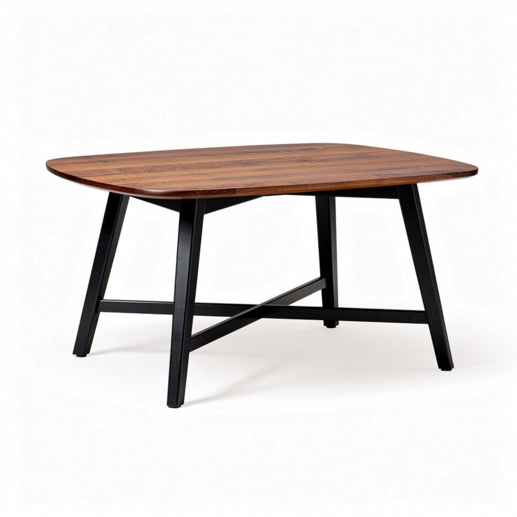 Wooden coffee table with black metal legs 120 x 80 x 75cm for living room use