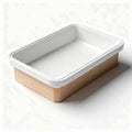 Ceramic baking dish with wooden base 30 x 20 x 5cm for kitchen use