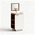 Vanity sink bathroom cabinet with mirror storage space wood and white finish 70 x 40 x 85cm