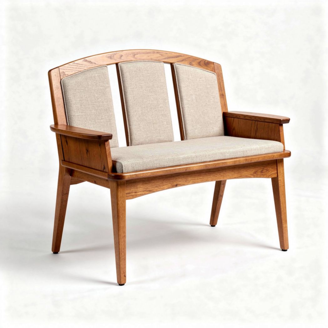 Wooden bench with fabric seat cushions for indoor and outdoor use 120 x 60 x 80cm