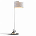 Silver standing floor lamp with linen shade for living room decor 30 x 30 x 150cm