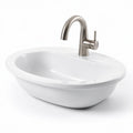 Ceramic bathroom sink with modern brushed nickel faucet 60 x 40 x 15cm