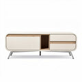 White wooden TV stand with storage compartments 150 x 45 x 40cm