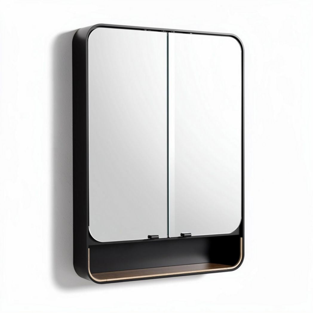 Wall-mounted bathroom cabinet with mirror and storage shelf 60 x 80 x 15cm